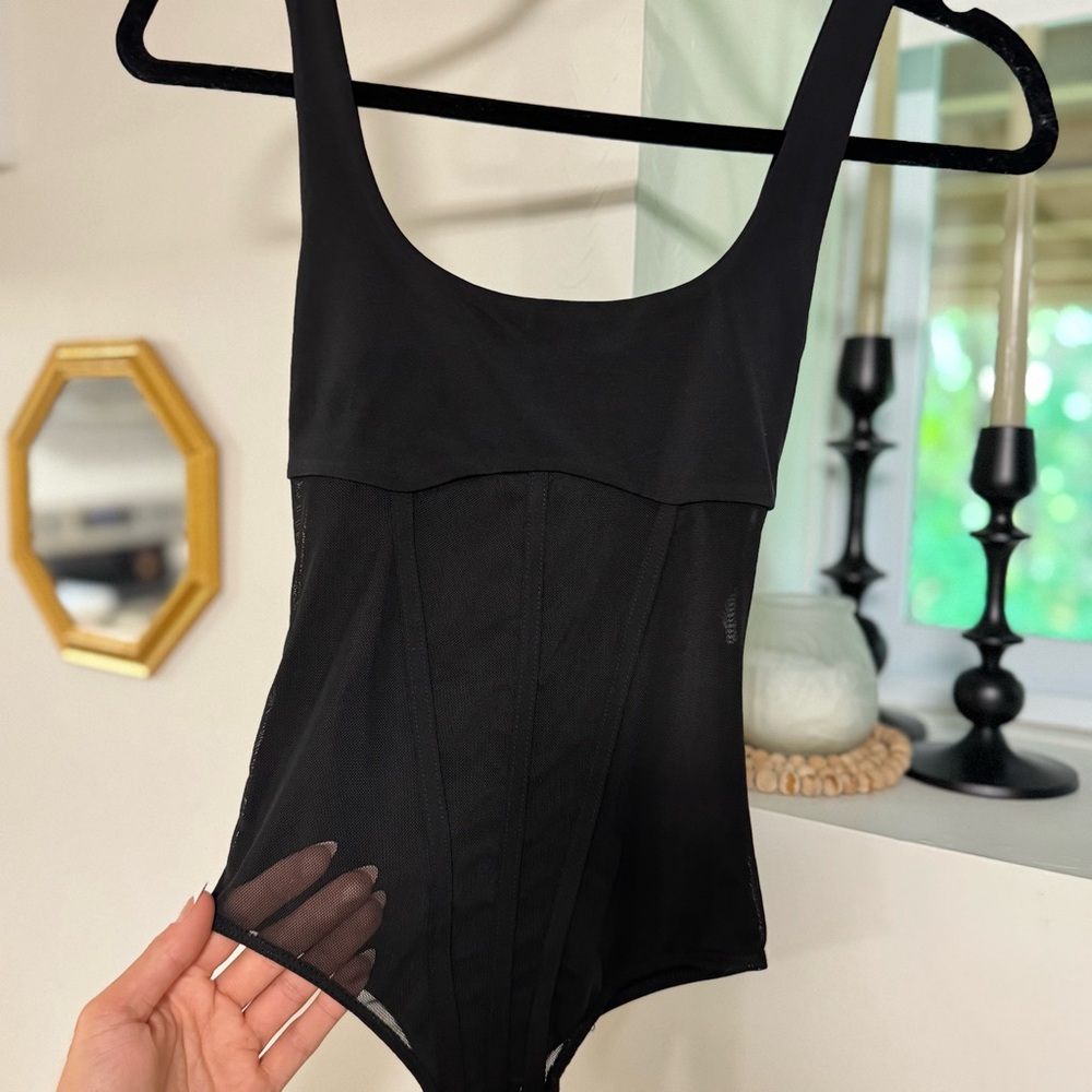 Dynamite Mesh Front Corset Top Bodysuit NEW